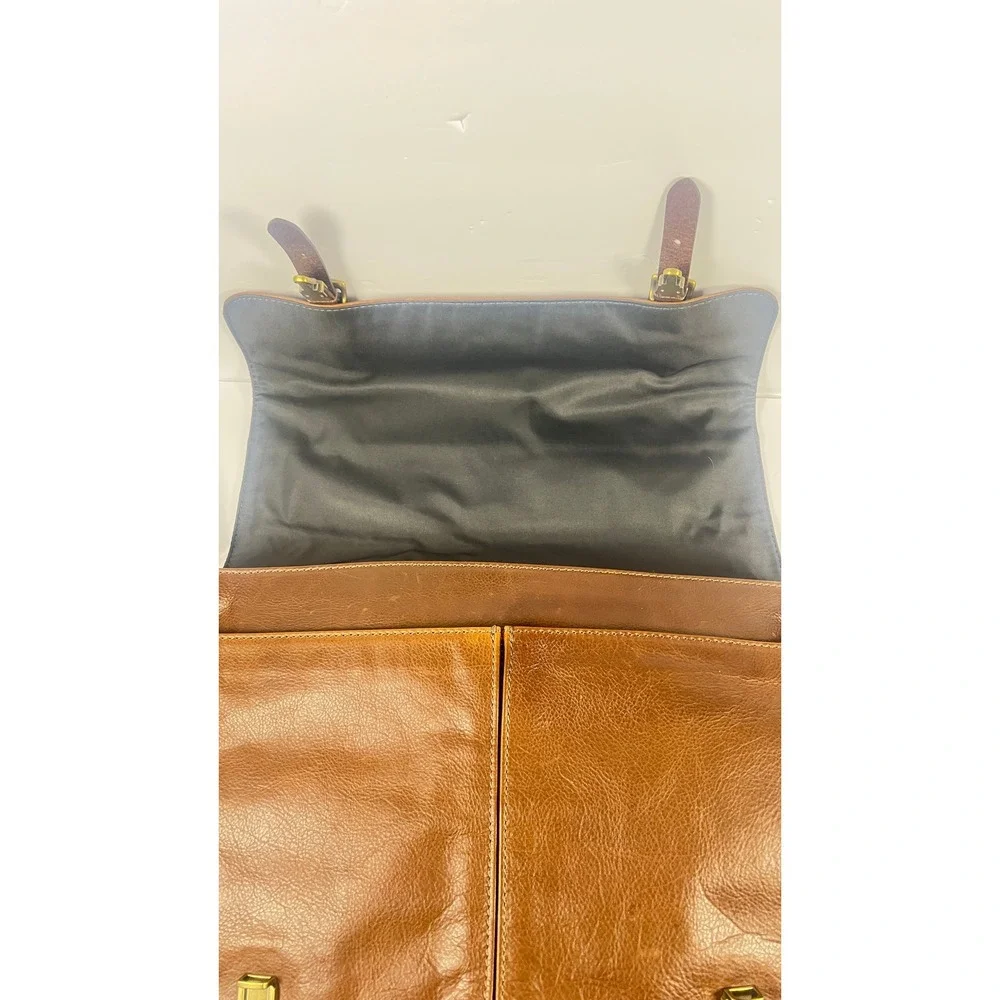 Fossil Defender Leather Messenger Bag Laptop Briefcase Crossbody Satchel Brown